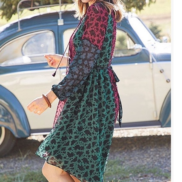 🆕 Matilda Jane Teal & Burgundy Color Block Floral A Little Party Hi-Low Dress - Picture 2 of 11